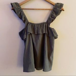 Sienna Sky Olive Green Ruffle Tank Top